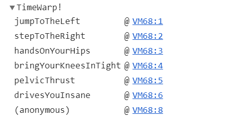 Output of console.trace